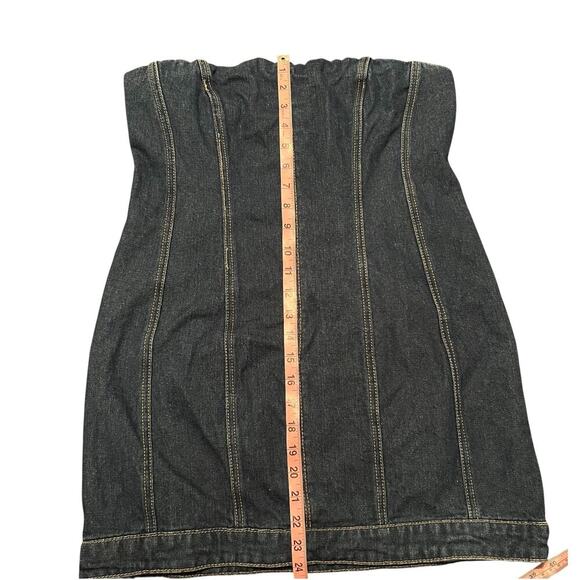Forever 21 Denim Strapless Mini Dress Size Large - Picture 5 of 7